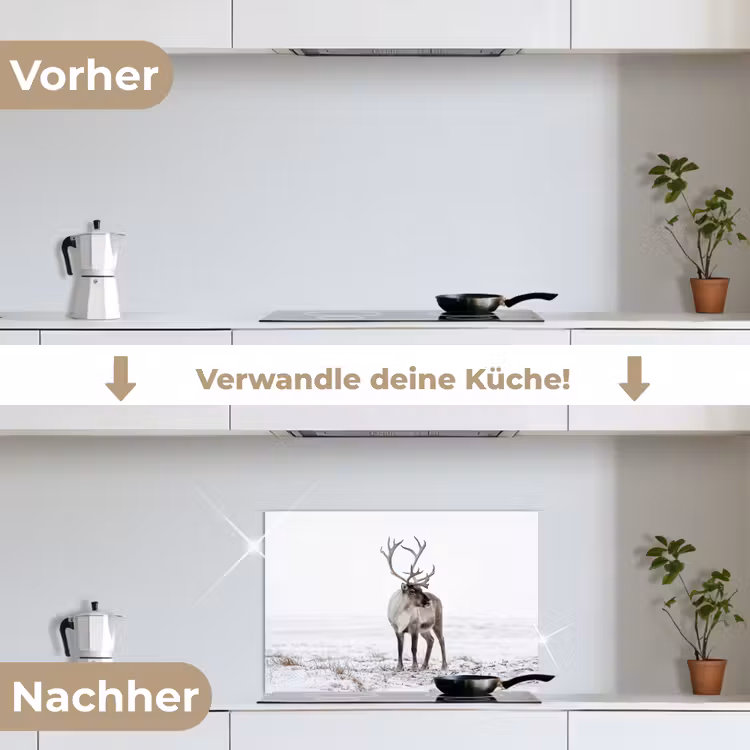 Spritzschutz Küche - Rentier - Geweih - Schnee - Winter — 7