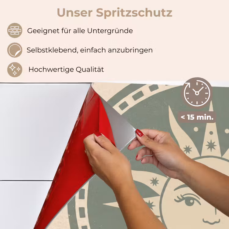 Spritzschutz Küche - Sonne – Sterne – Astrologie – Vintage – Grün — 4