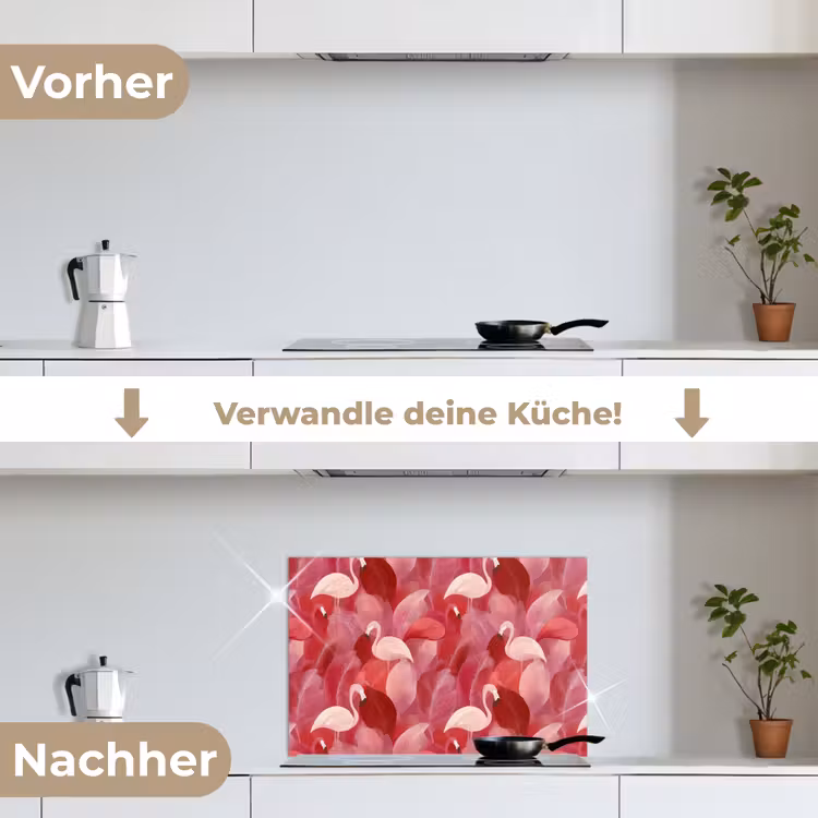Spritzschutz Küche - Flamingo - Botanisch - Elegant - Roze - Rood — 7