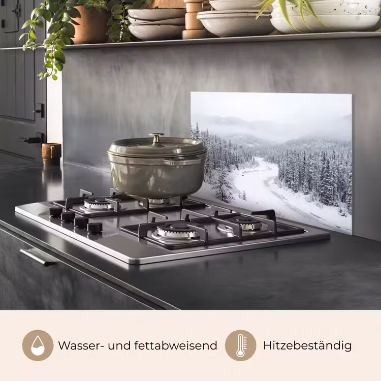 Spritzschutz Küche - Fluss - Gefroren - Landschaft - Winter — 2