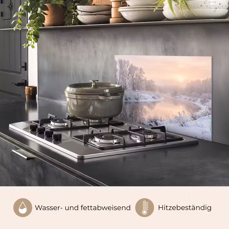 Spritzschutz Küche - Fluss - Winter - Landschaft - Schnee - Sonnenaufgang — 2