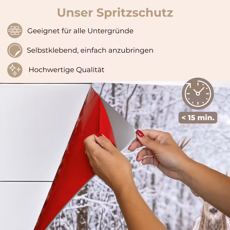 Spritzschutz Küche - Hirsch - Winter - Wald - Natur - Weiß — 4