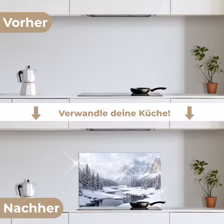 Spritzschutz Küche - Verschneite Landschaft - Berge - Fluss - Winter — 7
