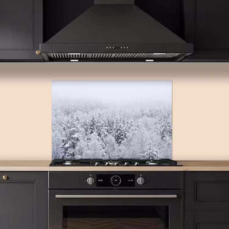 Spritzschutz Küche - Wald - Schnee - Winter - Natur - Weiß — 5