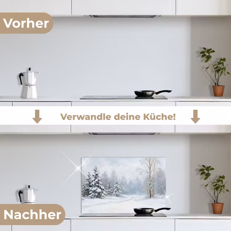 Spritzschutz Küche - Waldweg - Kiefer - Schnee - Winter - Ruhig — 7