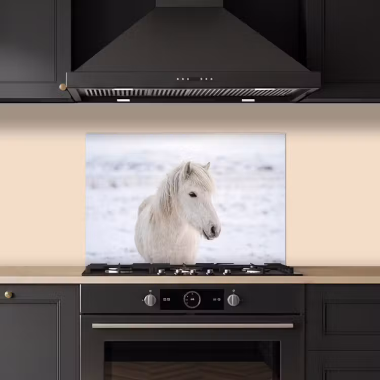 Spritzschutz Küche - Pferd - Kopf - Winter - Tiere - Weiß — 5