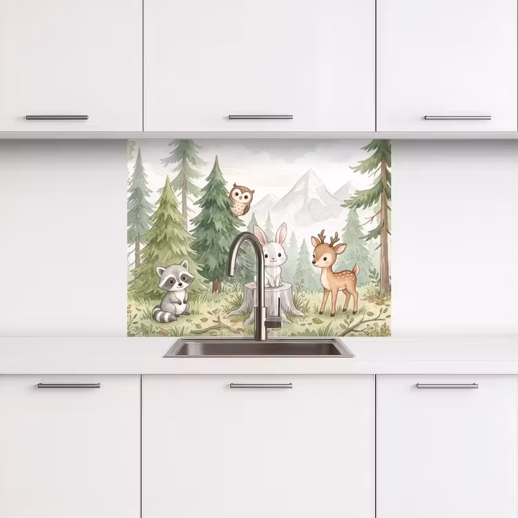 Küchen rückwand - Wald - Tiere - Grün — 3