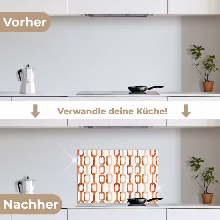 Spritzschutz Küche - Gliedern – Muster – Aquarell – Terrakotta — 7