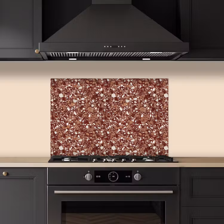 Spritzschutz Küche - Terrazzo – Muster – Steinstruktur – Rotbraun — 5