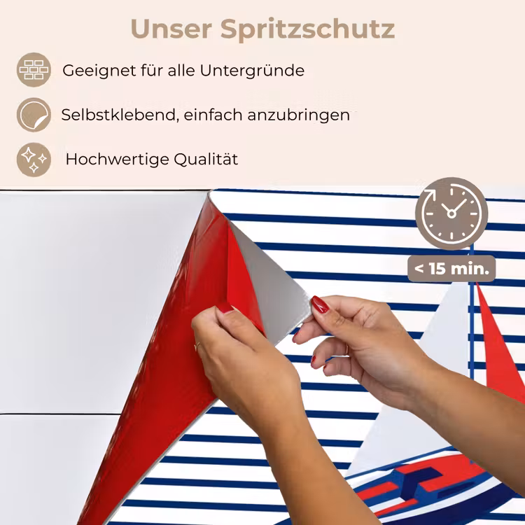 Spritzschutz Küche - Boot – Wasser – Abstrakt – Blau — 4