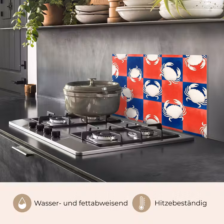 Spritzschutz Küche - Muster – Meeresleben – Rot – Blau – Abstrakt — 2