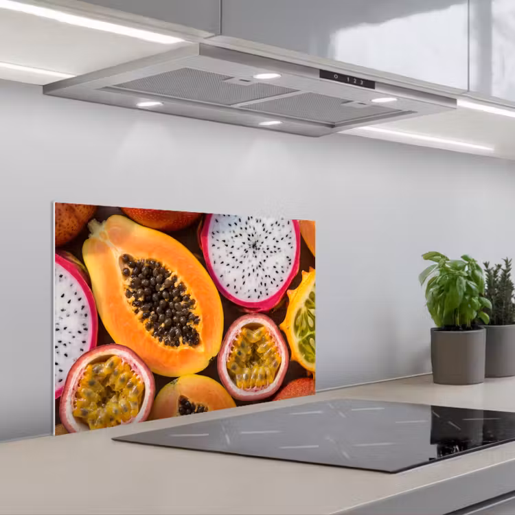 Spritzschutz Küche - Obst – Aufgeschnitten – Tropisch – Essen – Bunt — 1