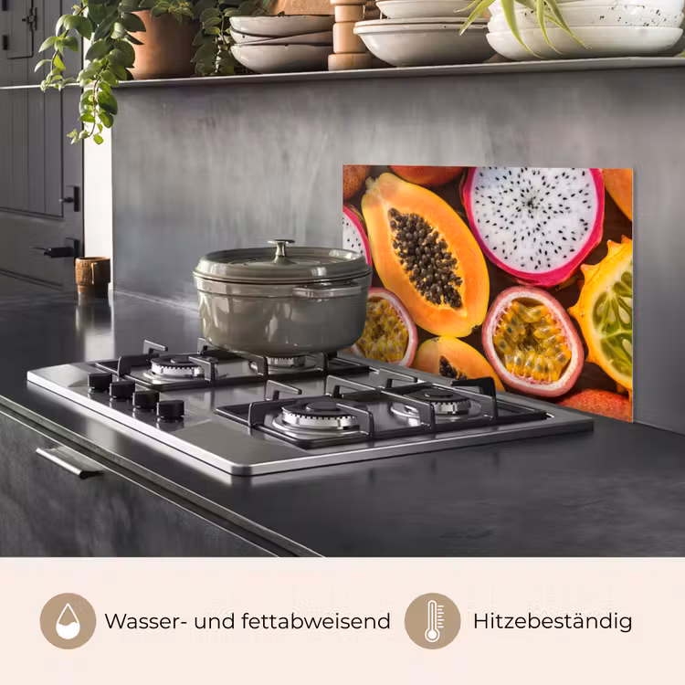 Spritzschutz Küche - Obst – Aufgeschnitten – Tropisch – Essen – Bunt — 2
