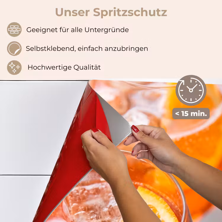 Spritzschutz Küche - Getränk – Orange – Eis – Sommer – Orange — 4