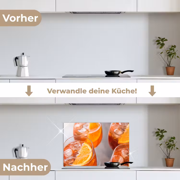 Spritzschutz Küche - Getränk – Orange – Eis – Sommer – Orange — 7