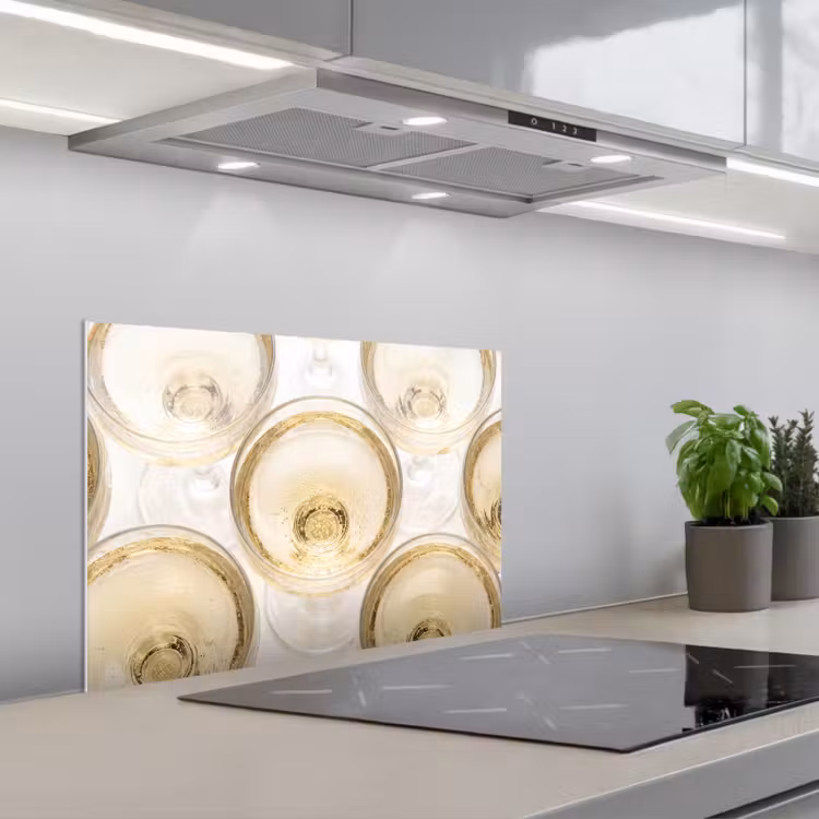 Spritzschutz Küche - Getränke – Gläser – Party – Gold — 1
