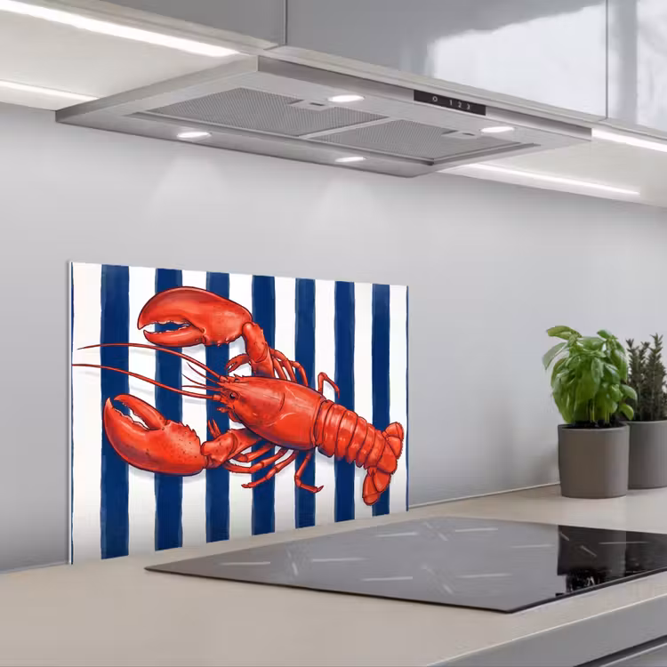 Spritzschutz Küche - Krustentier – Hummer – Meer – Illustration – Rot — 1