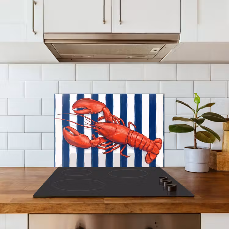 Spritzschutz Küche - Krustentier – Hummer – Meer – Illustration – Rot — 3