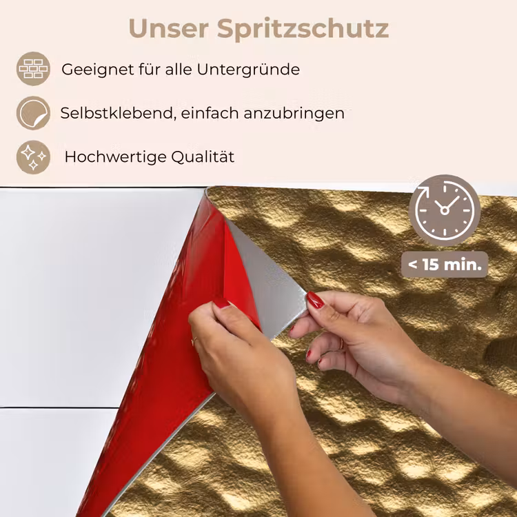 Spritzschutz Küche - Gehämmert – Relief – Struktur – Bronzegold — 4