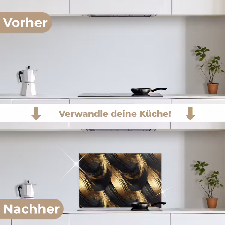Spritzschutz Küche - Farbauftrag – Abstrakt – Gold – Schwarz — 7