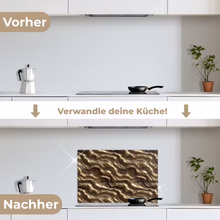 Spritzschutz Küche - Relief – Wellen – Abstrakt – Bronzegold — 7
