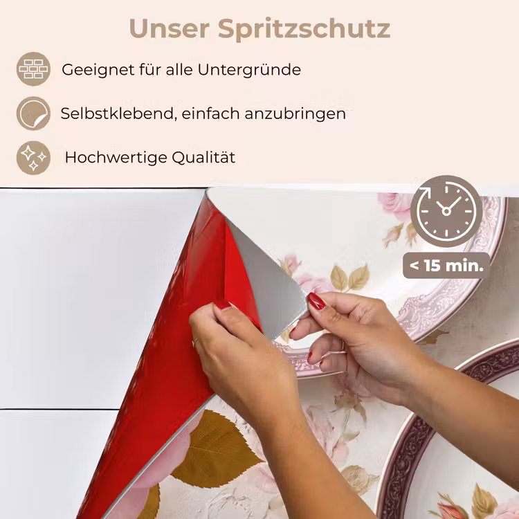 Spritzschutz Küche - Blumen – Muster – Vintage – Rosa – Dekoration — 4