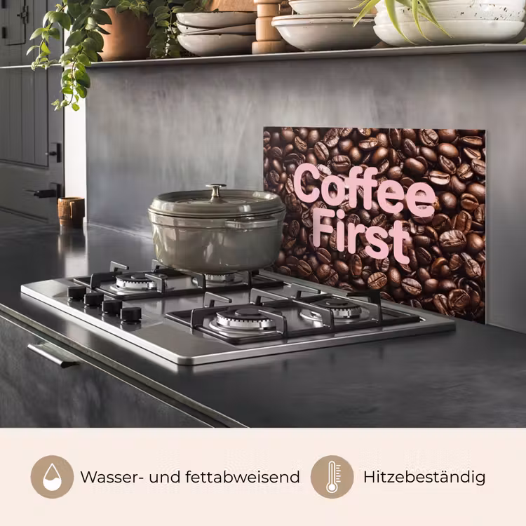 Spritzschutz Küche - Coffee First – Kaffeebohnen – Rosa — 2