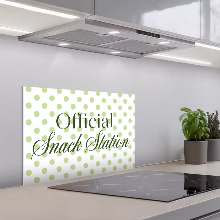 Spritzschutz Küche - Snack Station – Grün – Punkte — 1