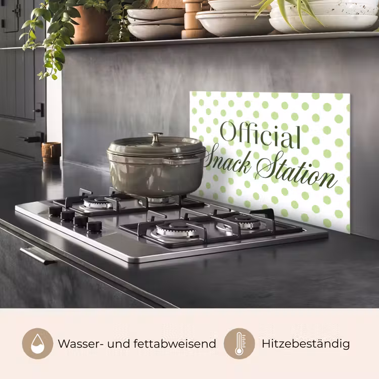 Spritzschutz Küche - Snack Station – Grün – Punkte — 2