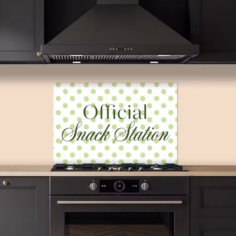 Spritzschutz Küche - Snack Station – Grün – Punkte — 5