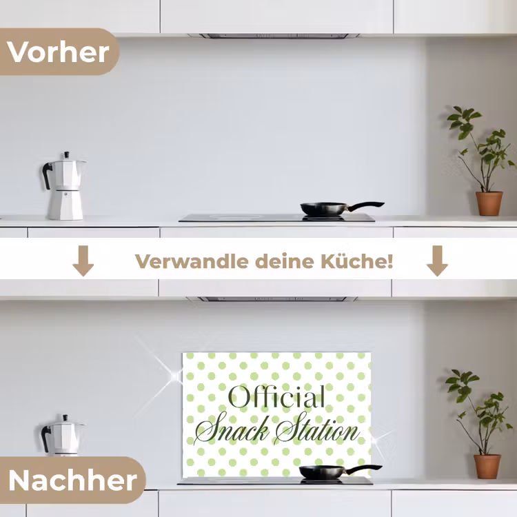 Spritzschutz Küche - Snack Station – Grün – Punkte — 7