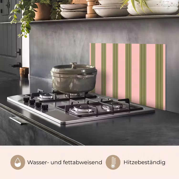 Spritzschutz Küche - Muster – Streifen – Abstrakt – Rosa – Grün — 2
