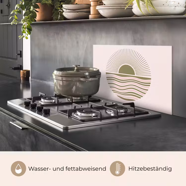 Spritzschutz Küche - Sonne – Meer – Abstrakt – Modern – Rosa — 2
