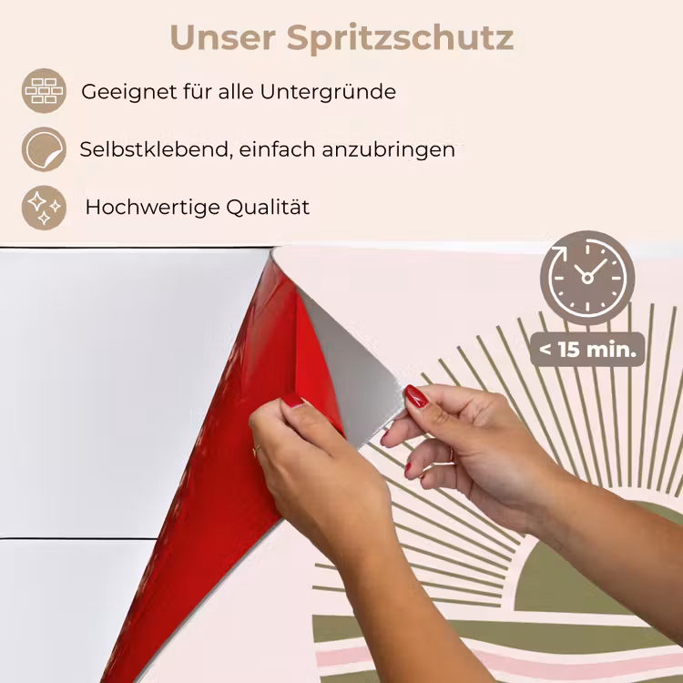 Spritzschutz Küche - Sonne – Meer – Abstrakt – Modern – Rosa — 4