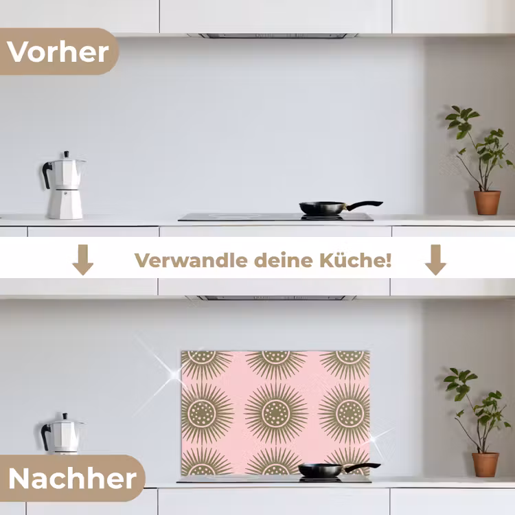 Spritzschutz Küche - Blumen – Muster – Abstrakt – Rosa – Grün — 7
