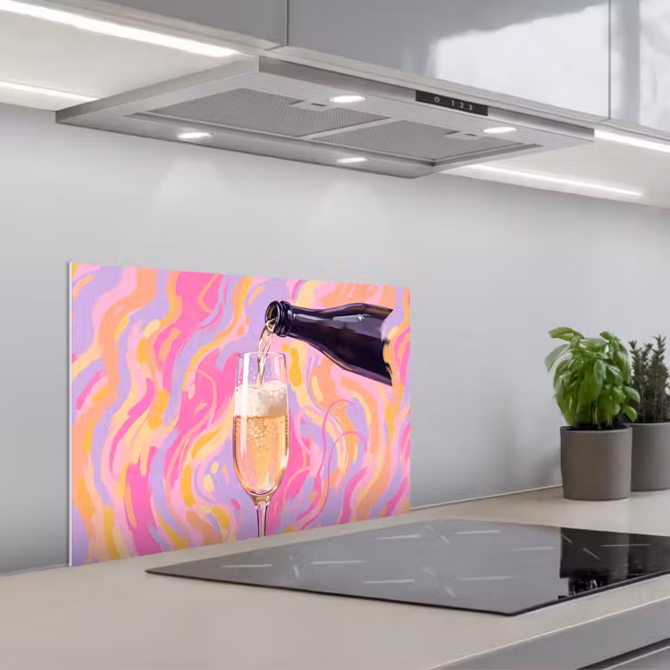 Spritzschutz Küche - Getränke – Einschenken – Party – Abstrakt – Rosa — 1