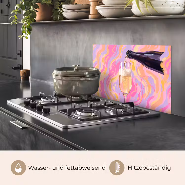 Spritzschutz Küche - Getränke – Einschenken – Party – Abstrakt – Rosa — 2