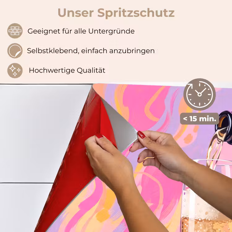 Spritzschutz Küche - Getränke – Einschenken – Party – Abstrakt – Rosa — 4