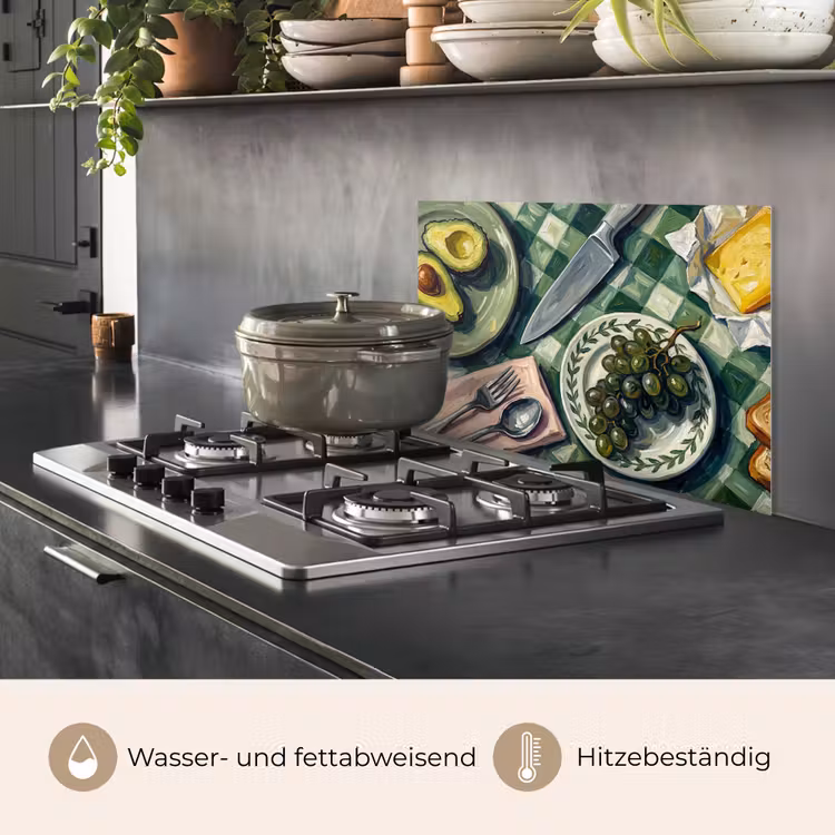 Spritzschutz Küche - Essen – Frühstück – Tisch – Modern – Grün — 2