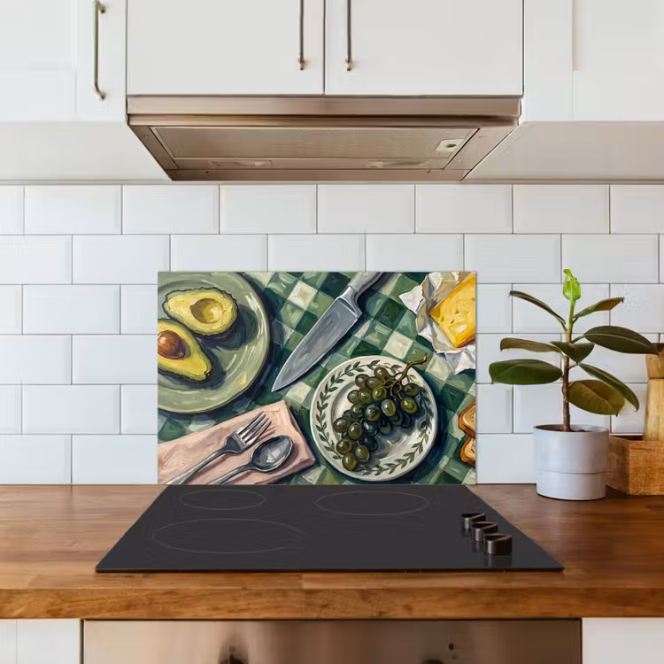 Spritzschutz Küche - Essen – Frühstück – Tisch – Modern – Grün — 3