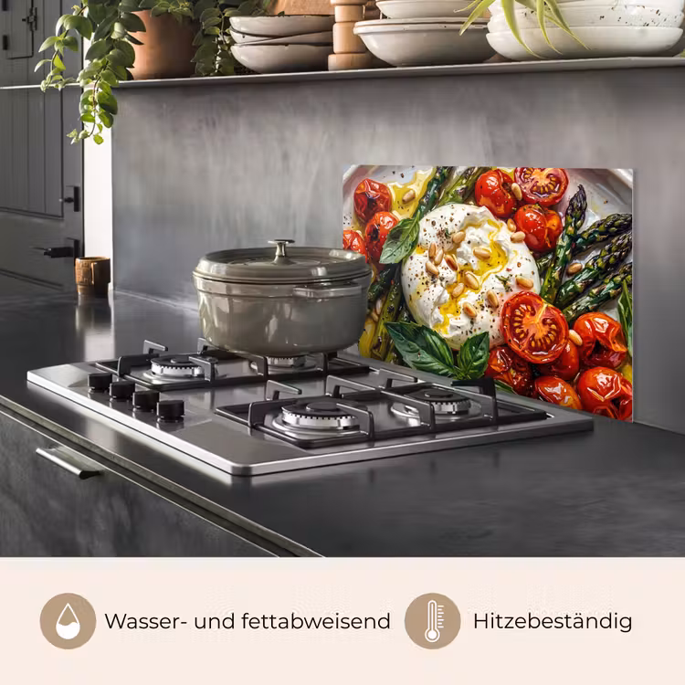 Spritzschutz Küche - Essen – Gemüse – Käse – Modern – Frisch — 2