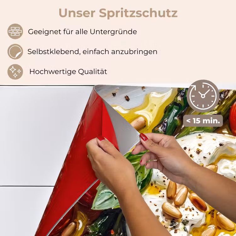 Spritzschutz Küche - Essen – Gemüse – Käse – Modern – Frisch — 4