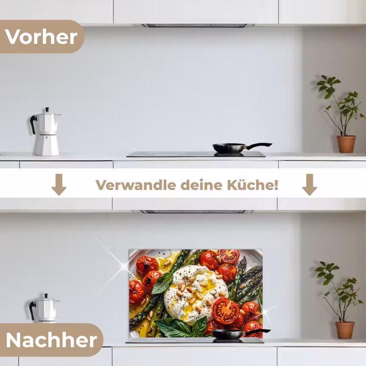 Spritzschutz Küche - Essen – Gemüse – Käse – Modern – Frisch — 7