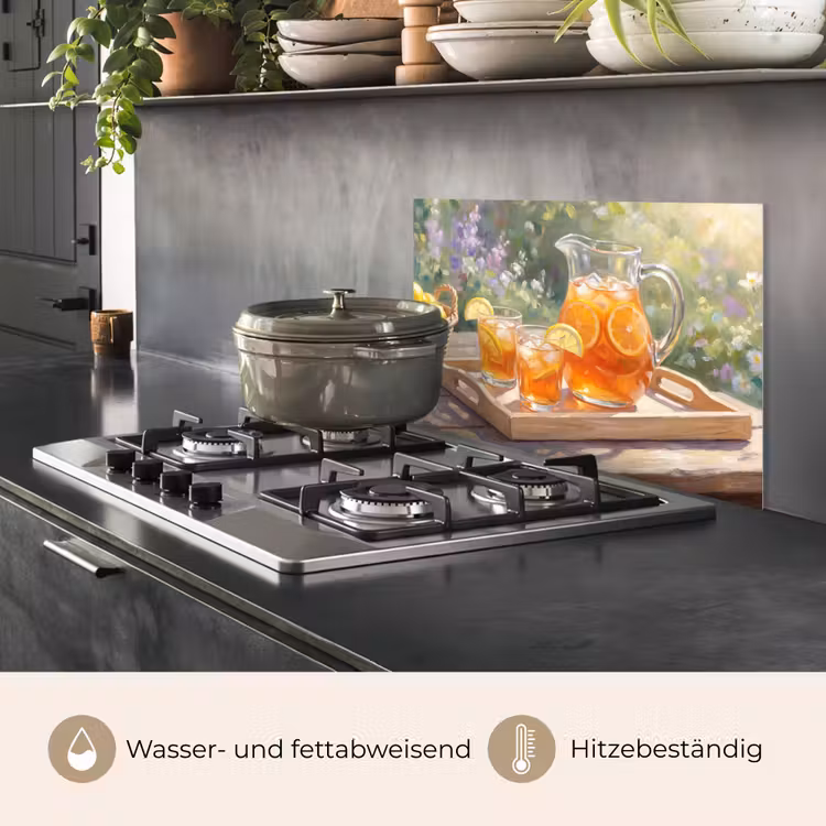 Spritzschutz Küche - Getränk – Zitrone – Sommer – Garten – Gelb — 2