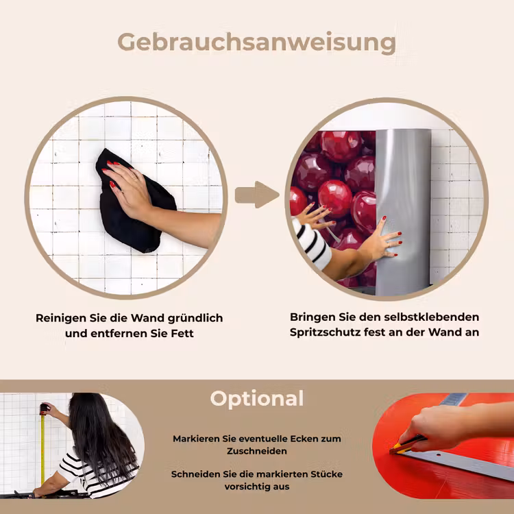 Spritzschutz Küche - Obst – Kirschen – Essen – Modern – Rot — 6