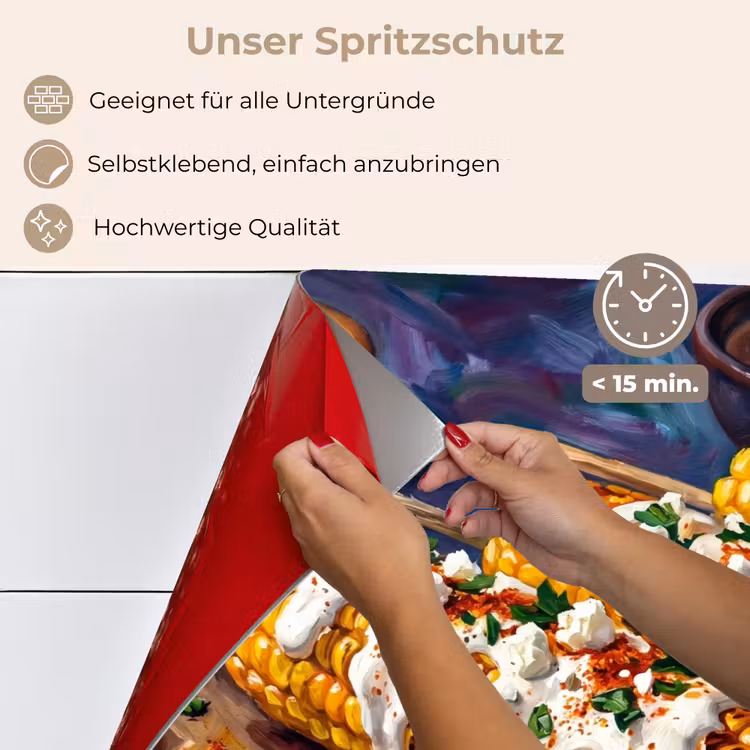 Spritzschutz Küche - Essen – Mais – Soße – Gemalt – Gelb — 4