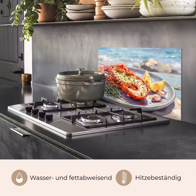 Spritzschutz Küche - Essen – Meer – Küste – Modern – Blau — 2