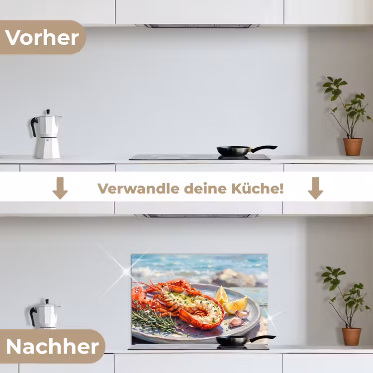 Spritzschutz Küche - Essen – Meer – Küste – Modern – Blau — 7