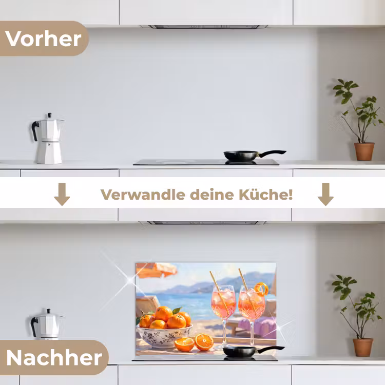 Spritzschutz Küche - Getränke – Gläser – Strand – Sommer – Orange — 7