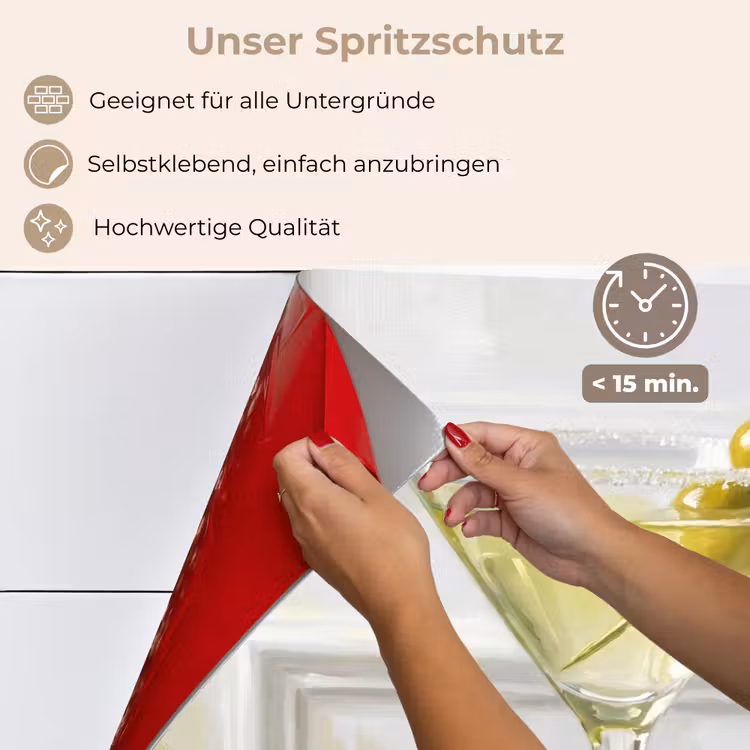 Spritzschutz Küche - Getränke – Martini – Oliven – Modern – Weiß — 4